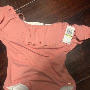 Coral off the shoulder one piece